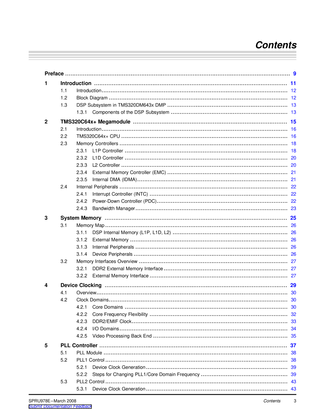 Texas Instruments TMS320DM643x manual Contents 