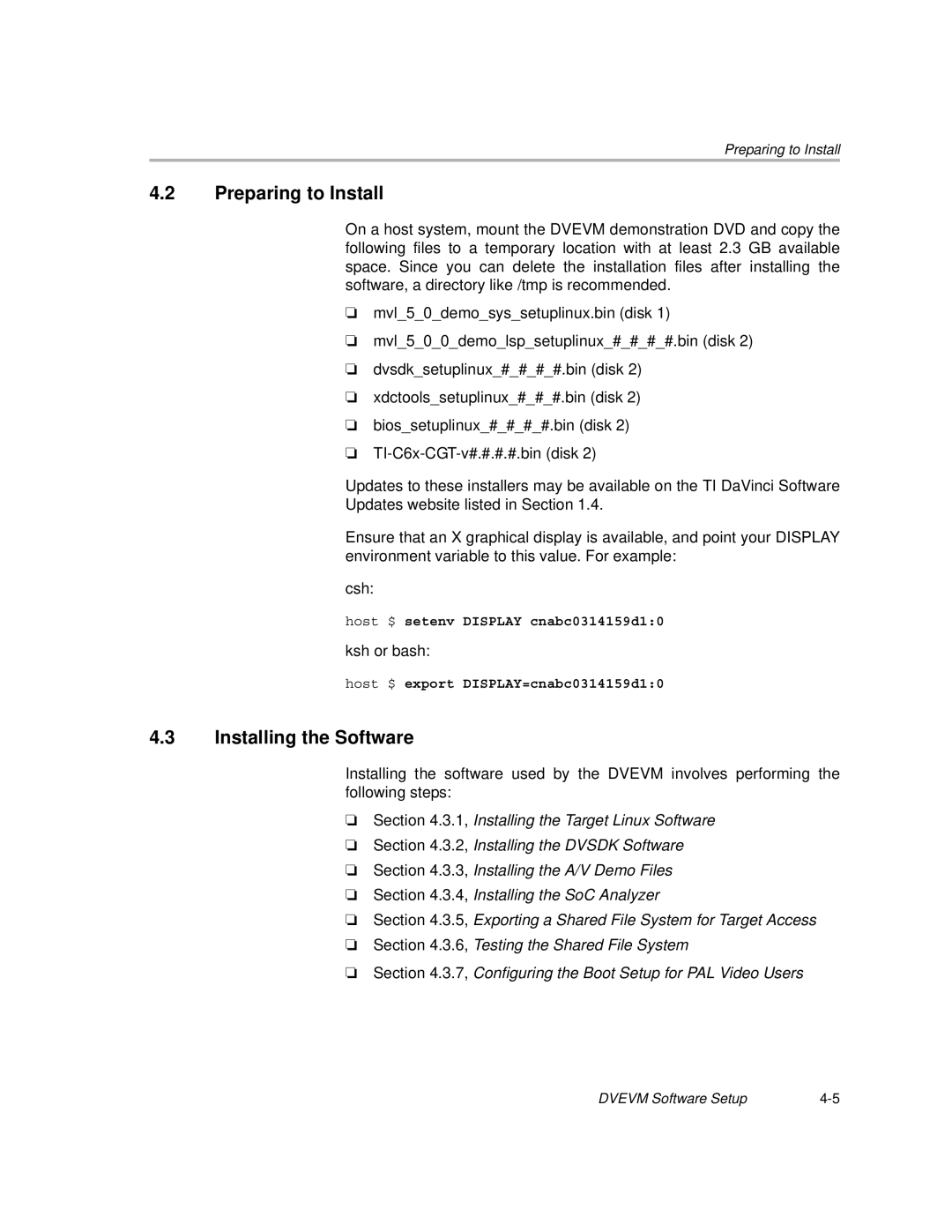 Texas Instruments TMS320DM6446 DVEVM v2.0 manual Preparing to Install, Installing the Software 