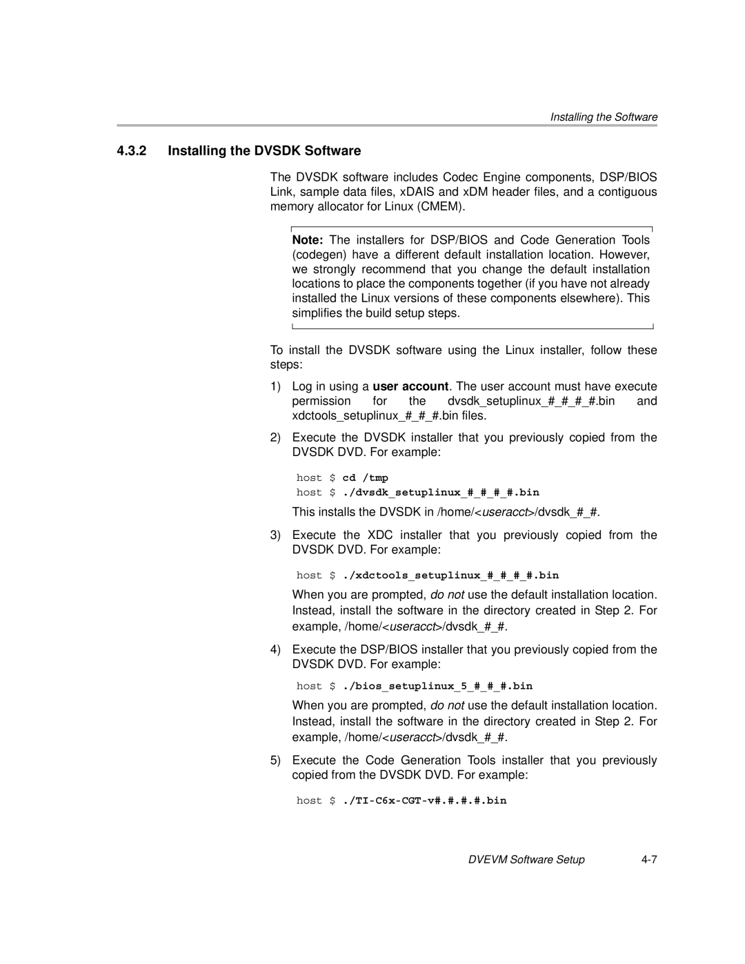 Texas Instruments TMS320DM6446 DVEVM v2.0 manual Installing the Dvsdk Software 