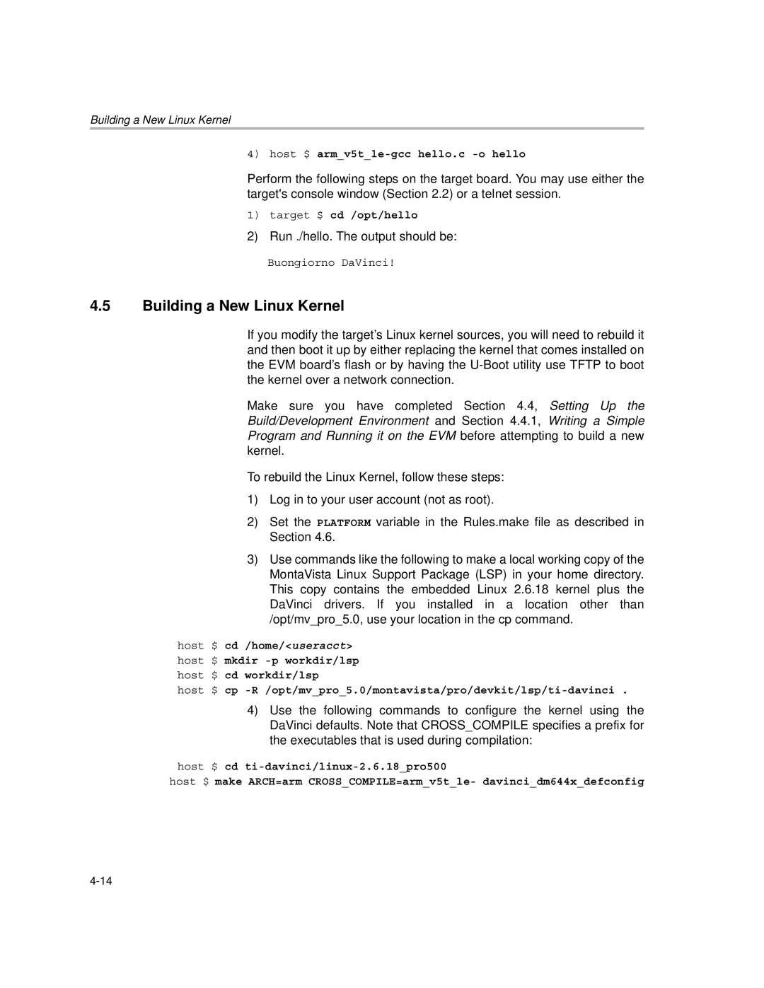 Texas Instruments TMS320DM6446 DVEVM v2.0 manual Building a New Linux Kernel 