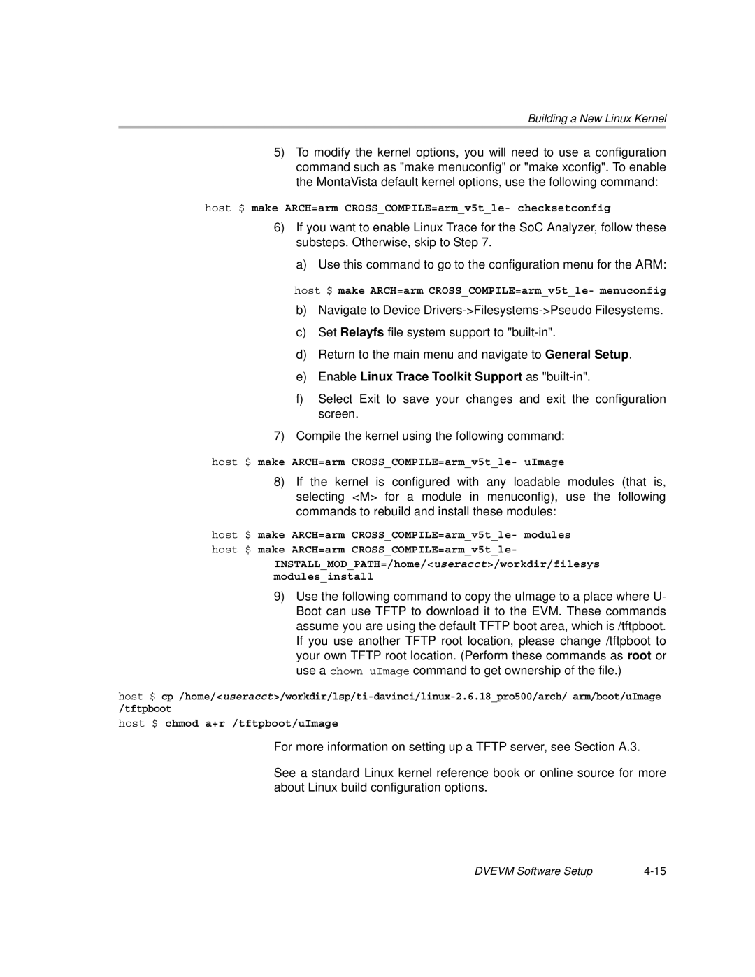 Texas Instruments TMS320DM6446 DVEVM v2.0 manual Enable Linux Trace Toolkit Support as built-in 