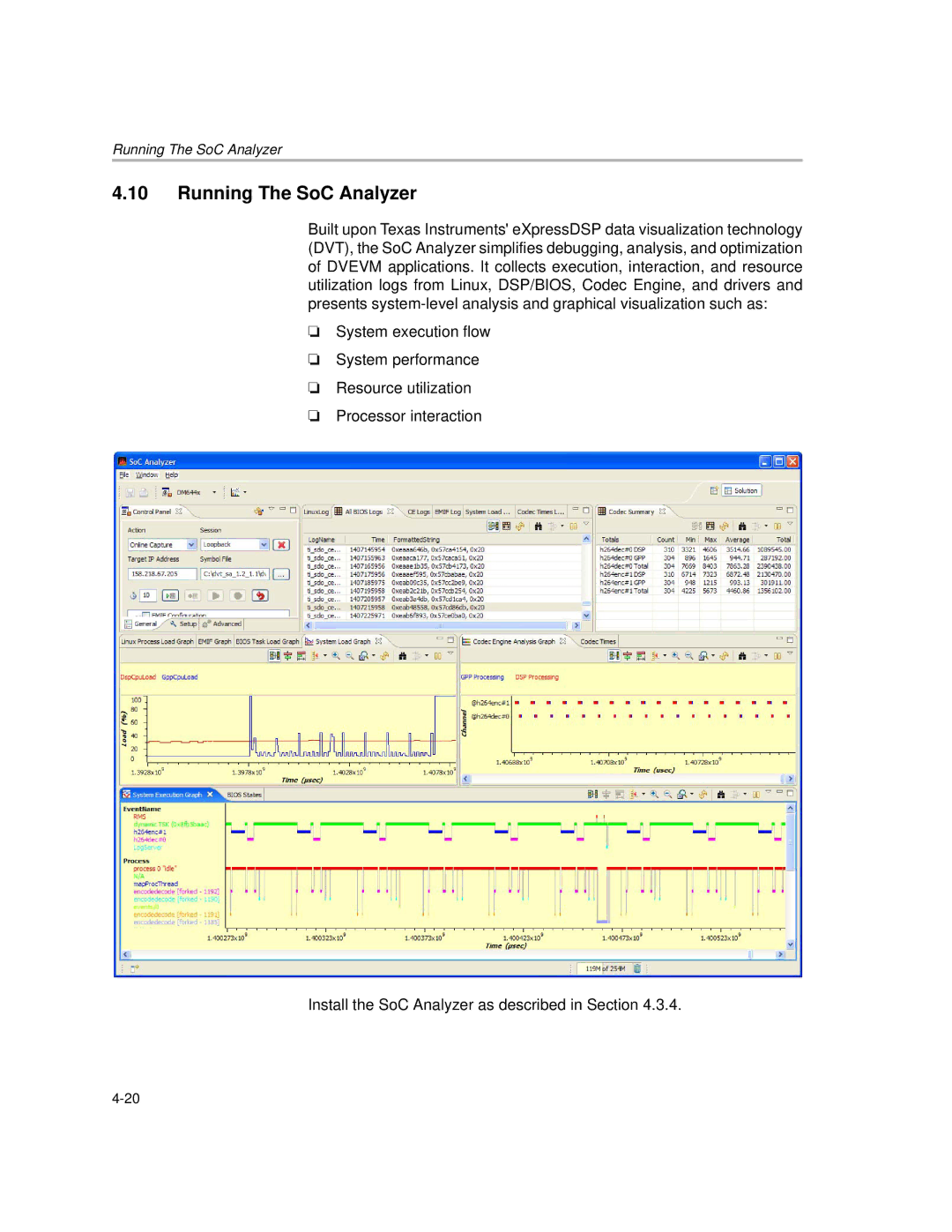 Texas Instruments TMS320DM6446 DVEVM v2.0 manual Running The SoC Analyzer 