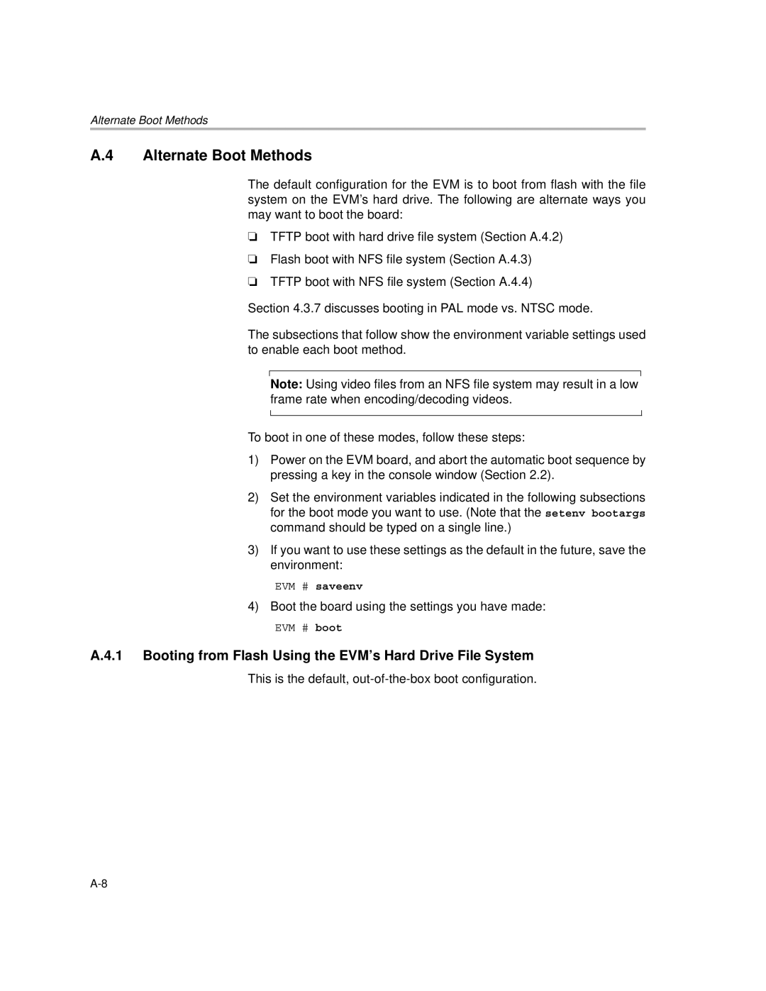 Texas Instruments TMS320DM6446 DVEVM v2.0 manual Alternate Boot Methods 