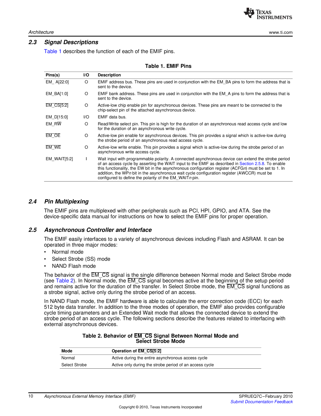 Texas Instruments TMS320DM646X DMSOC manual Signal Descriptions, Pin Multiplexing, Asynchronous Controller and Interface 