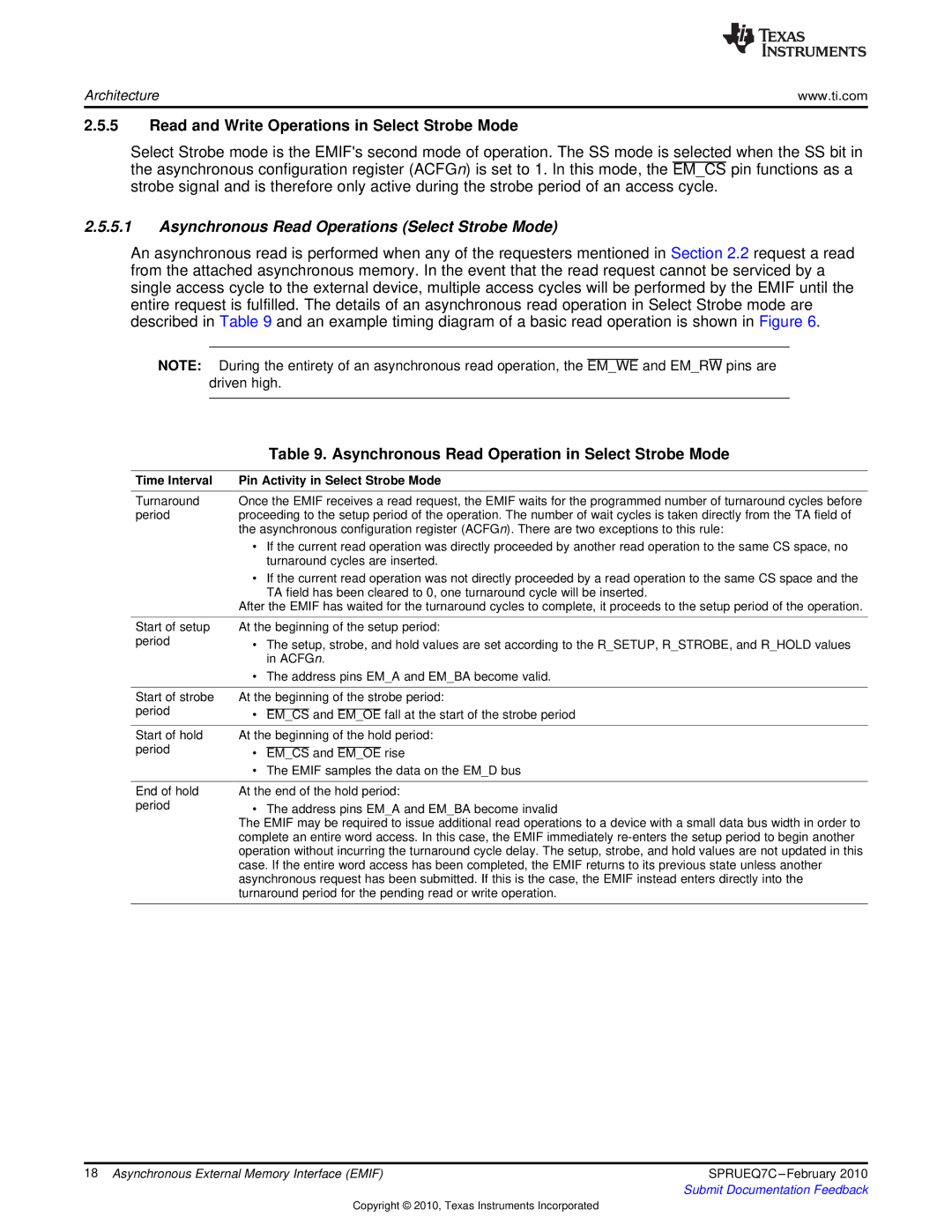 Texas Instruments TMS320DM646X DMSOC manual Read and Write Operations in Select Strobe Mode 