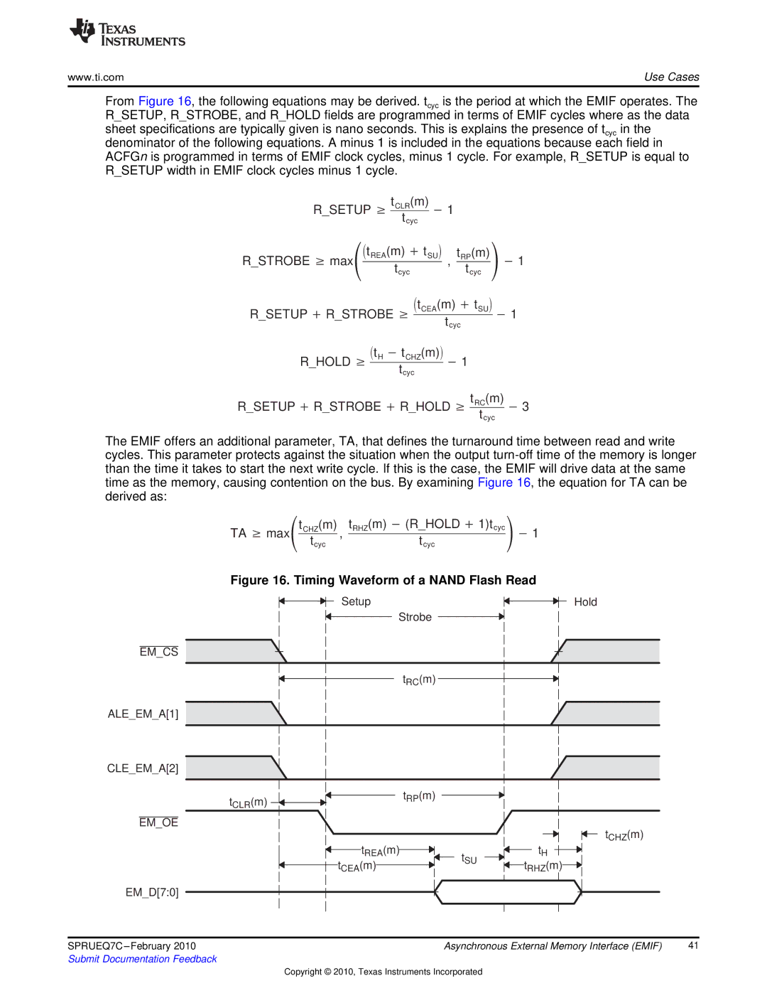 Texas Instruments TMS320DM646X DMSOC manual Timing Waveform of a Nand Flash Read 