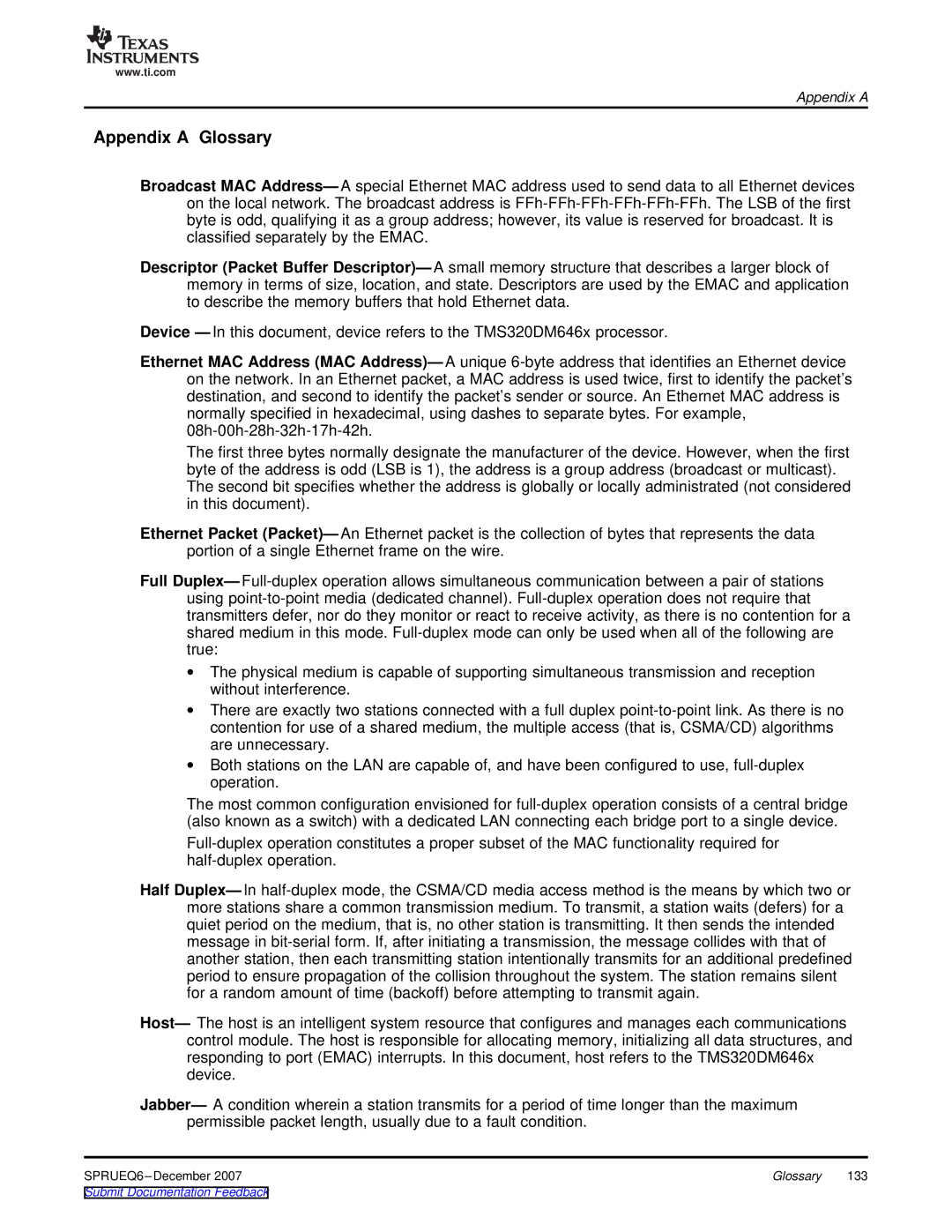 Texas Instruments TMS320DM646x manual Appendix a Glossary 