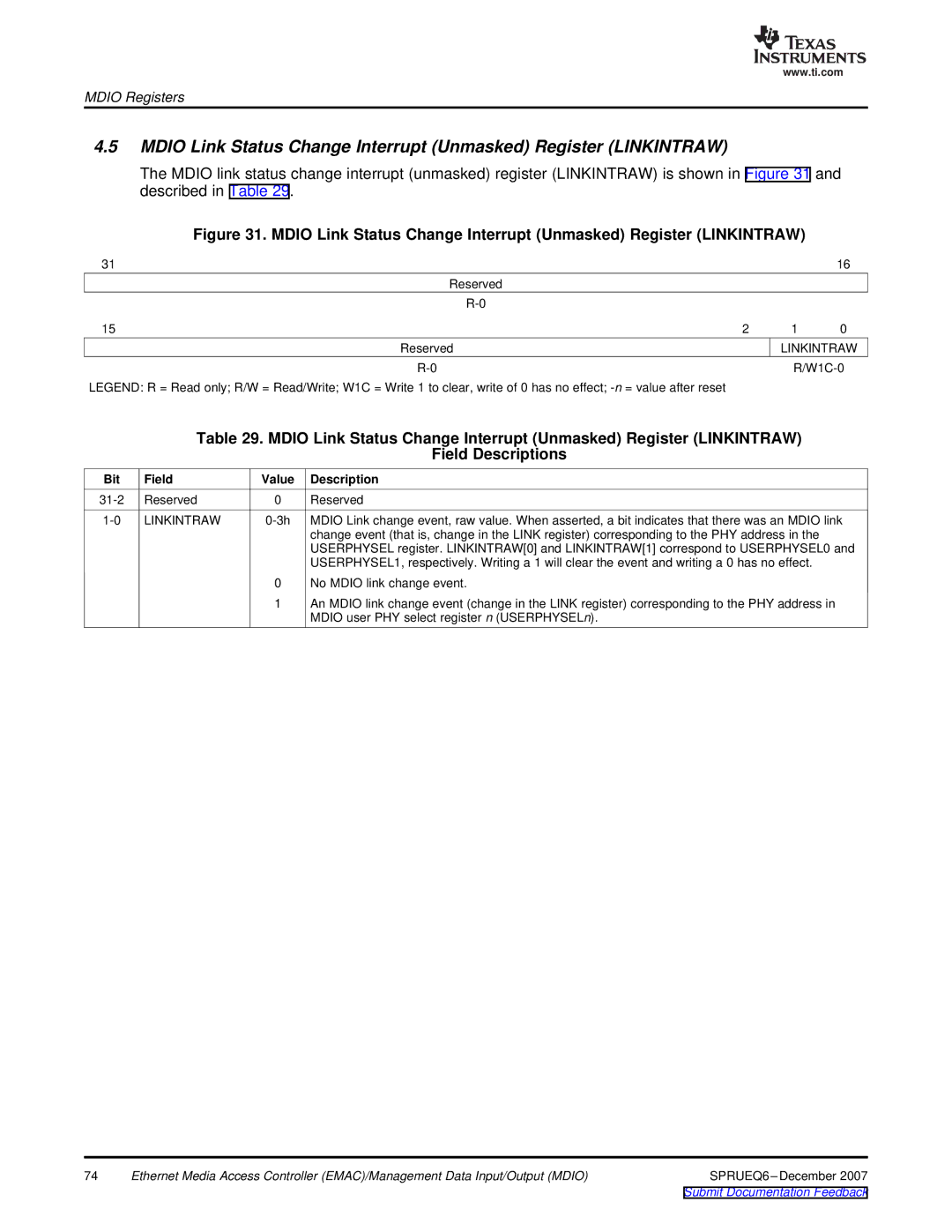 Texas Instruments TMS320DM646x manual No Mdio link change event 