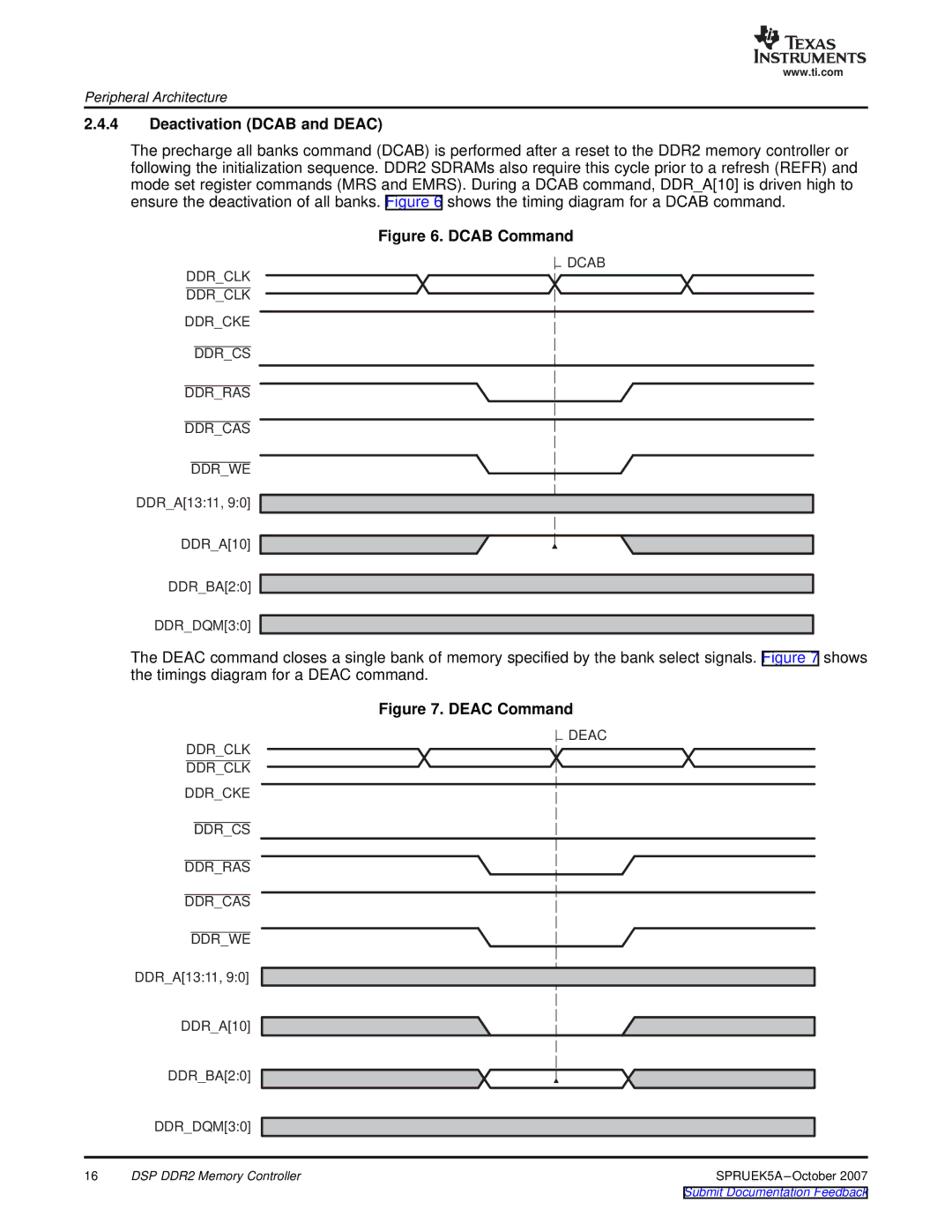 Texas Instruments TMS320DM647, DM648 DSP manual Deactivation Dcab and Deac, Dcab Command 