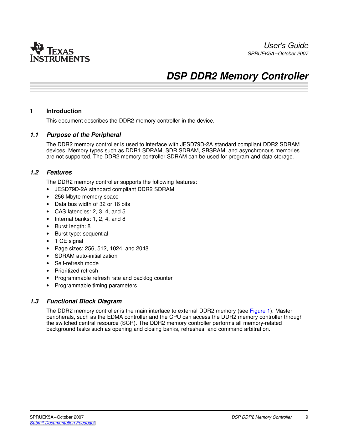 Texas Instruments DM648 DSP, TMS320DM647 manual Purpose of the Peripheral, Features, Functional Block Diagram 