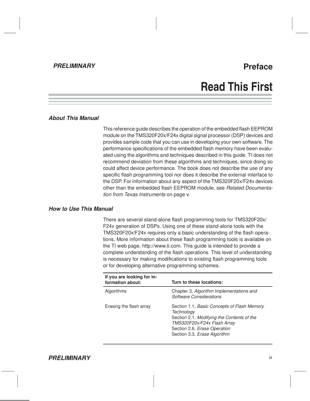 Texas Instruments TMS320F20x/F24x DSP manual Read This First 