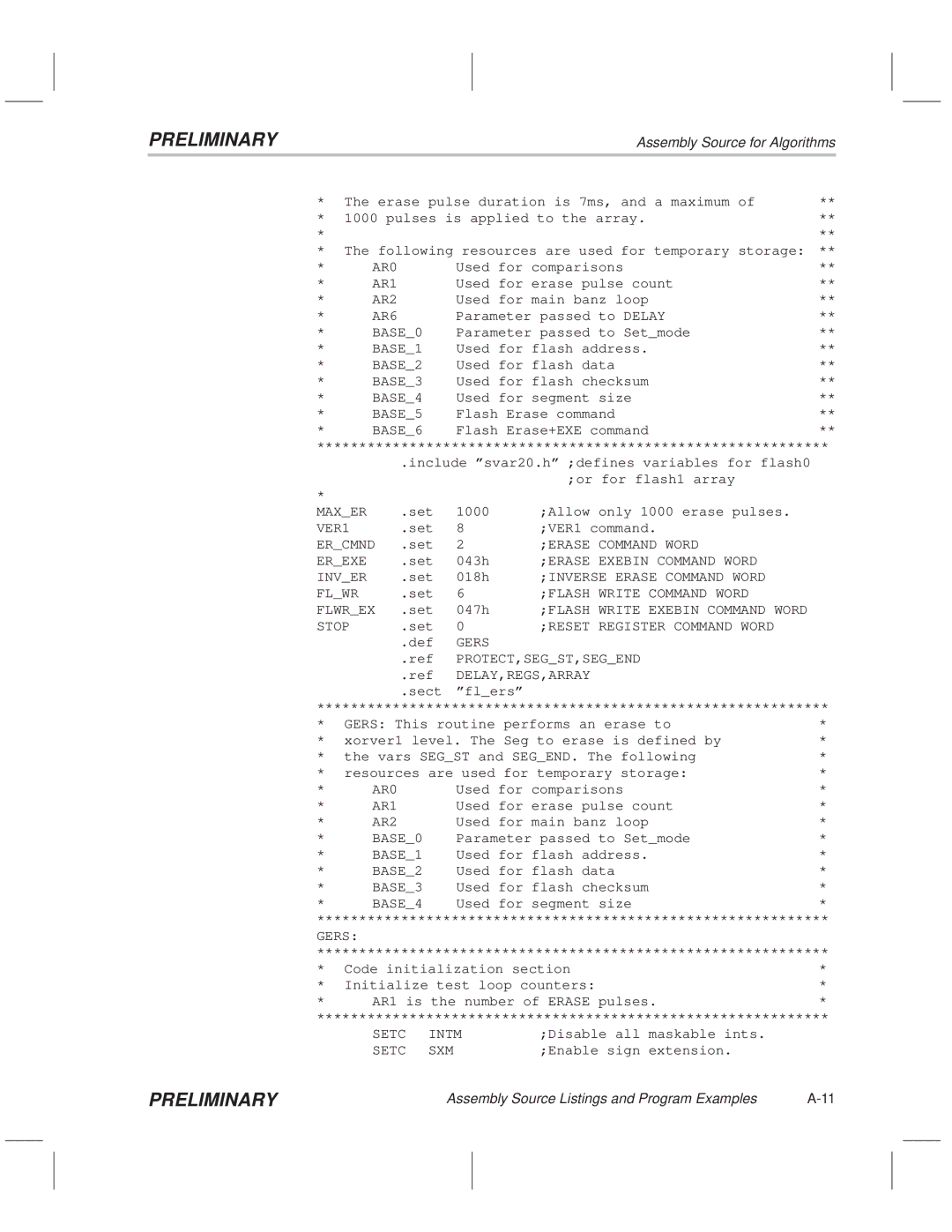 Texas Instruments TMS320F20x/F24x DSP Maxer, VER1, Ercmnd, Erase Command Word, Erexe, Erase Exebin Command Word, Inver 