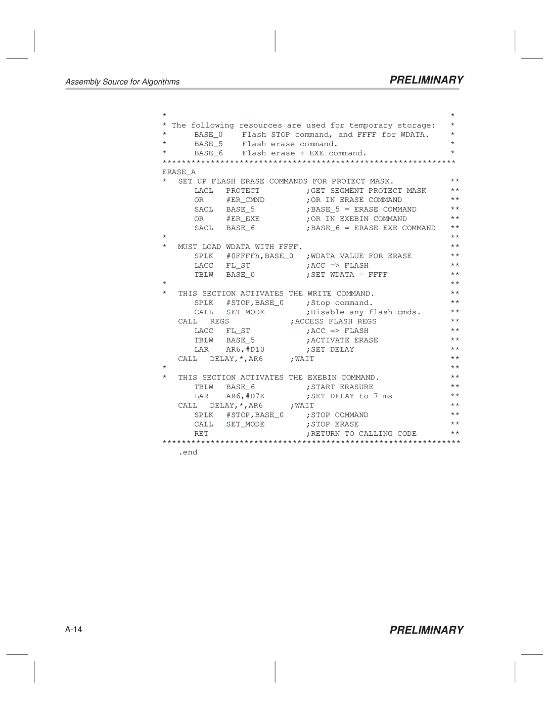 Texas Instruments TMS320F20x/F24x DSP manual Flash Stop command, and Ffff for Wdata 