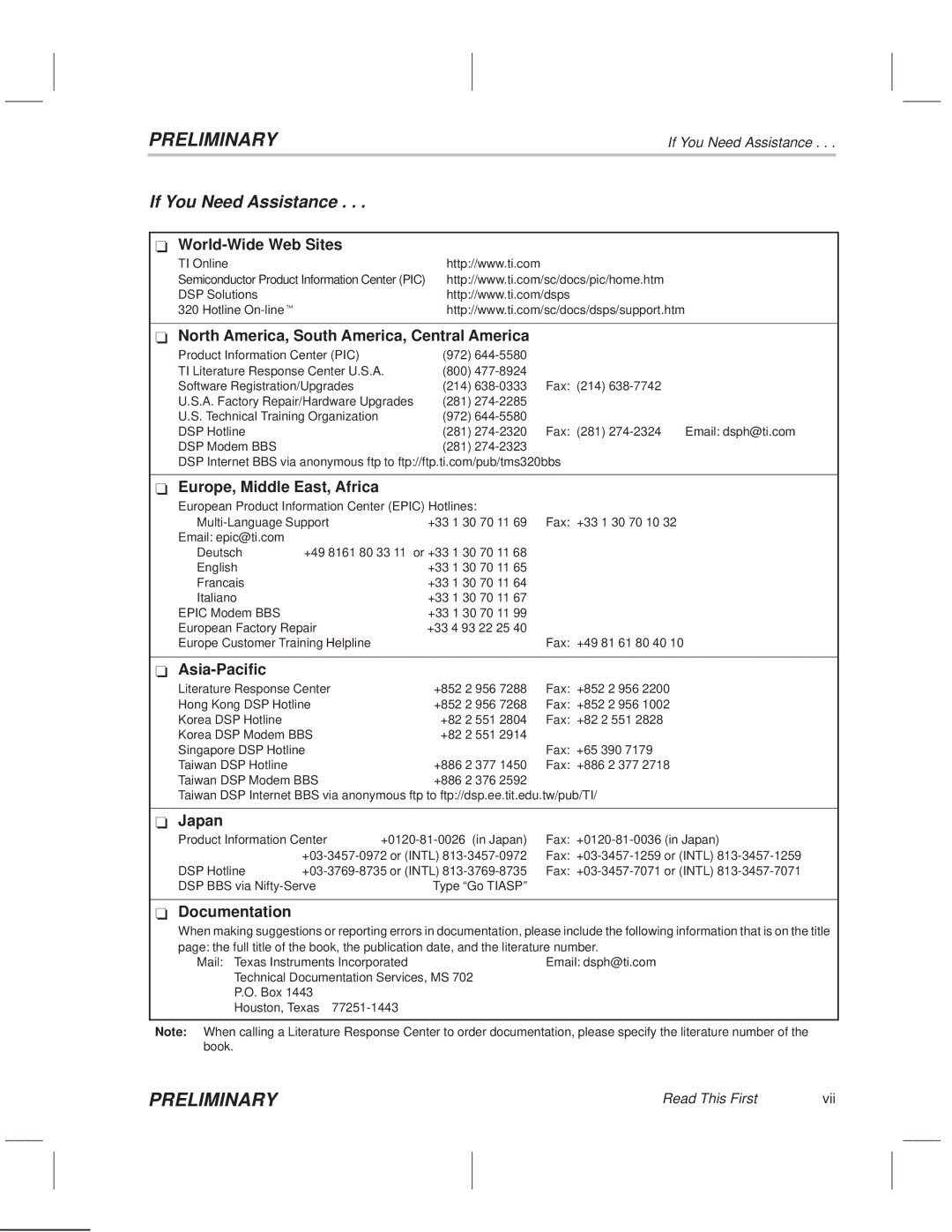 Texas Instruments TMS320F20x/F24x DSP manual If You Need Assistance 