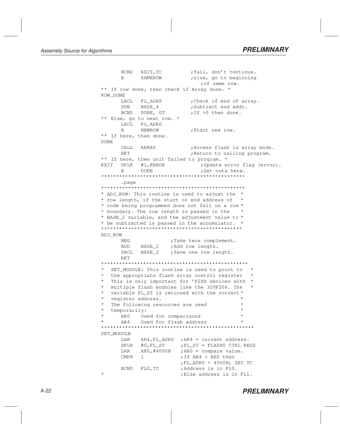 Texas Instruments TMS320F20x/F24x DSP manual Rowdone Lacl Fladrs, Bcnd DONE, GT, Lacl Fladrs Newrow, Adjrow NEG, ADD BASE2 