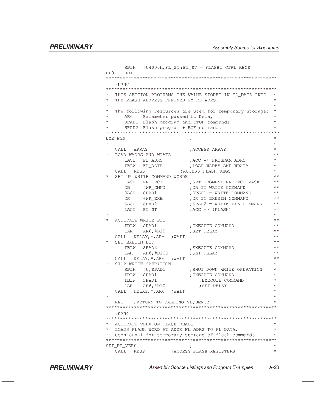 Texas Instruments TMS320F20x/F24x DSP manual Shut Down Write Operation Tblw SPAD1 Execute Command LAR 