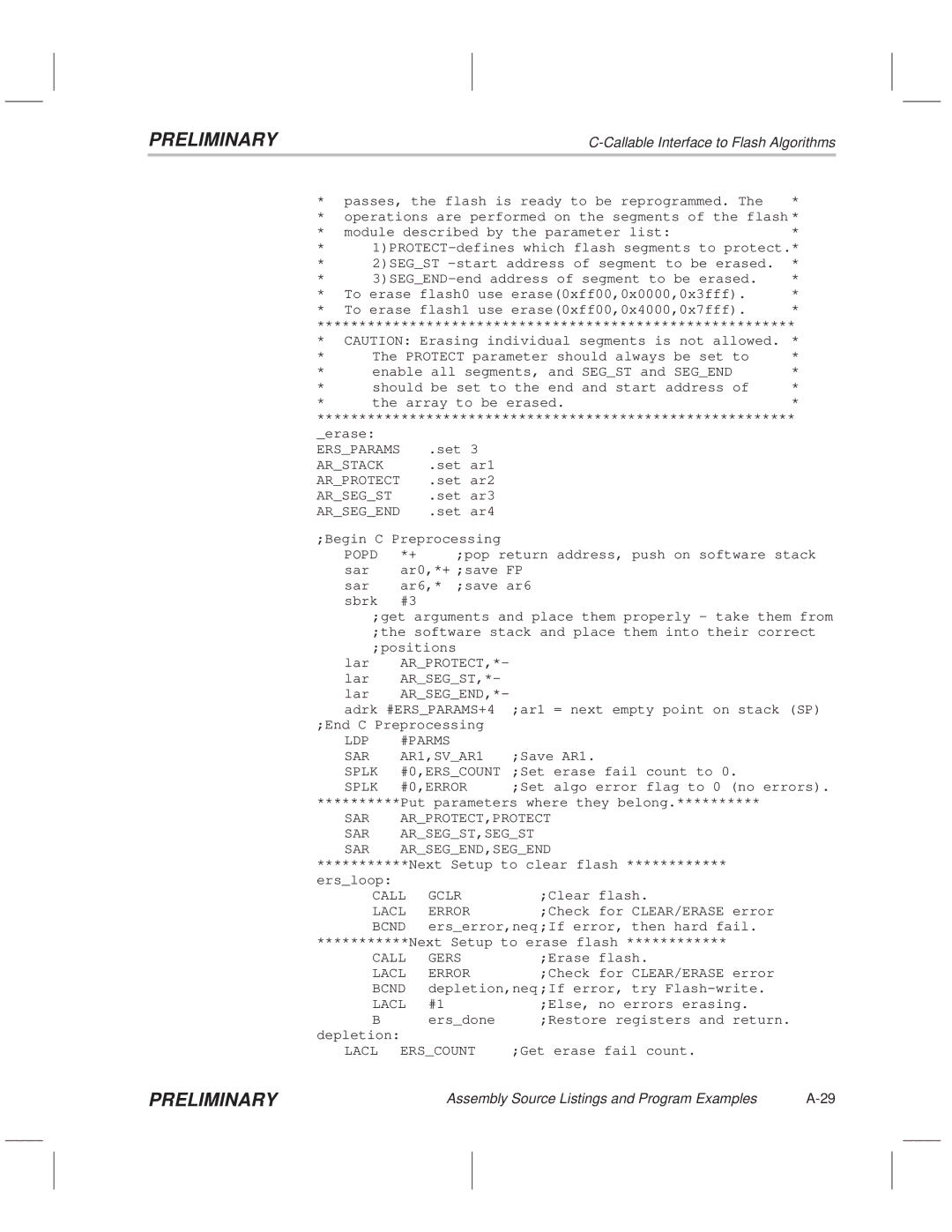 Texas Instruments TMS320F20x/F24x DSP manual Ersparams, Arstack, Popd, Arprotect,*±, Arsegst,*±, Arsegend,*± 