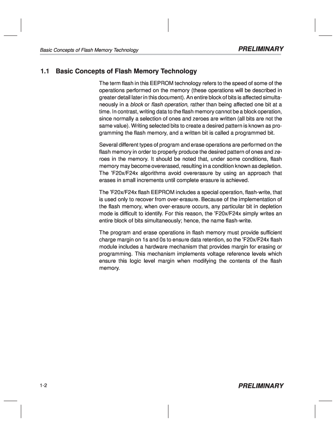 Texas Instruments TMS320F20x/F24x DSP manual Basic Concepts of Flash Memory Technology, Preliminary 