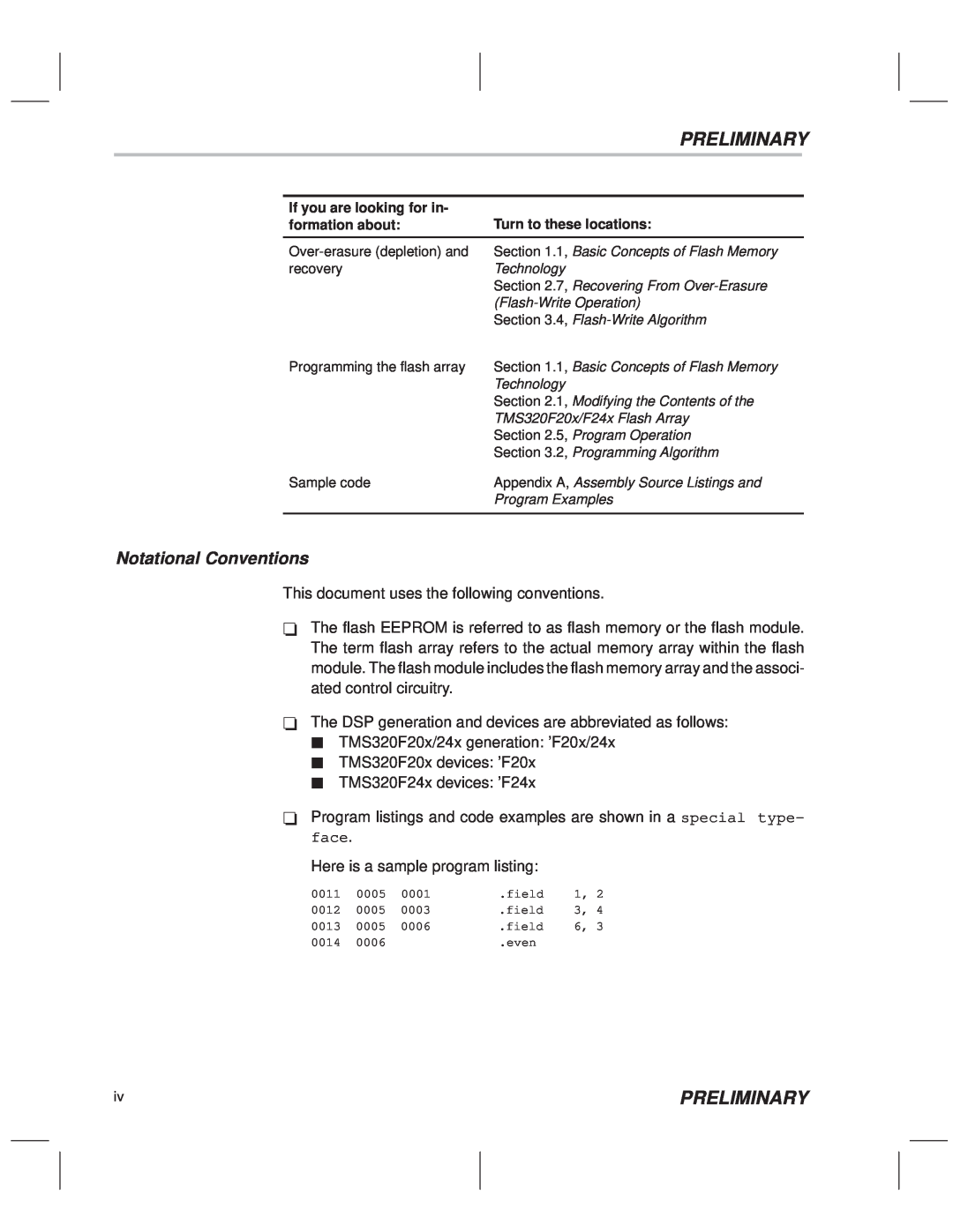 Texas Instruments TMS320F20x/F24x DSP Preliminary, Notational Conventions, This document uses the following conventions 
