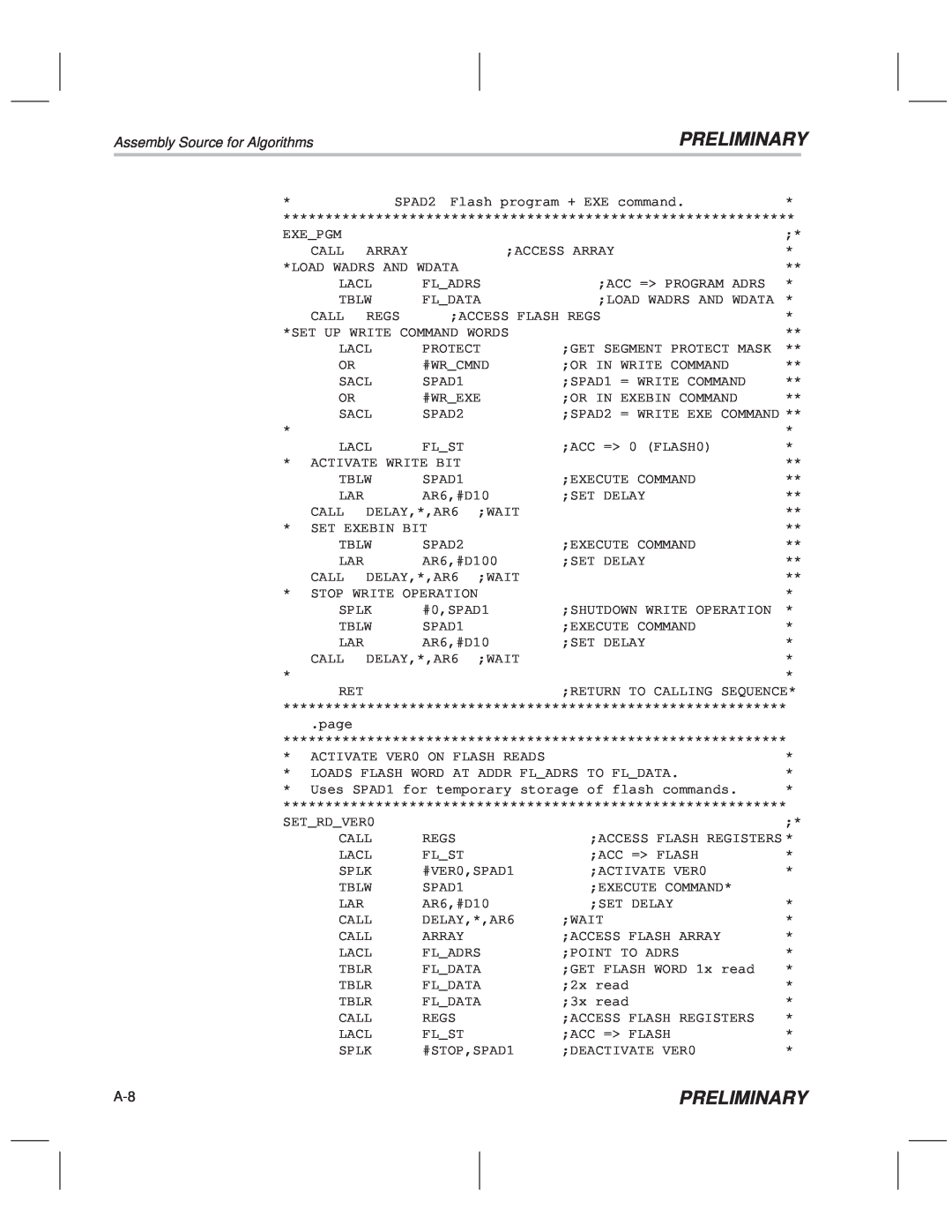 Texas Instruments TMS320F20x/F24x DSP manual Preliminary, Assembly Source for Algorithms 