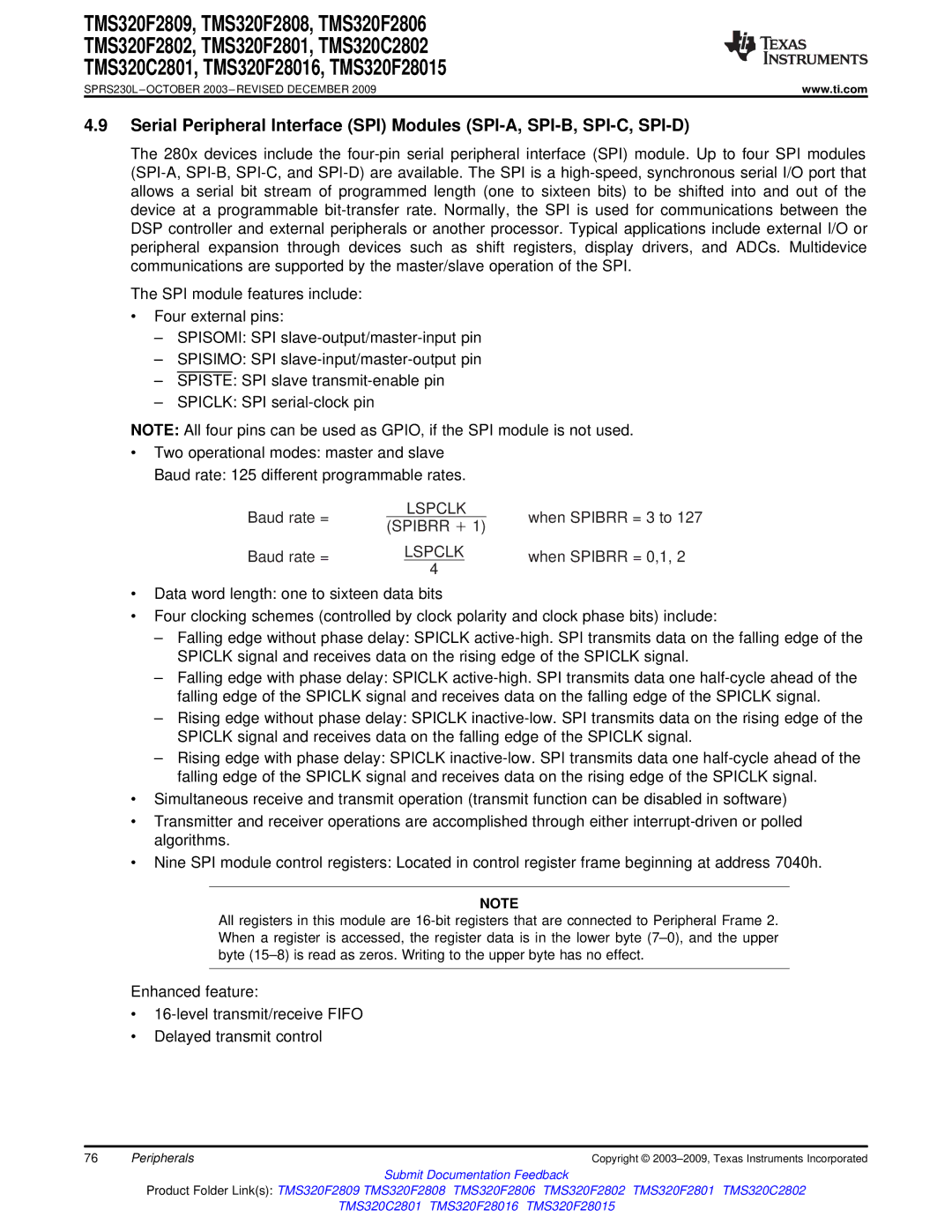 Texas Instruments TMS320F2809, TMS320F2808, TMS320C2802, TMS320C2801, TMS320F28016, TMS320F2806 When Spibrr = 3 to 
