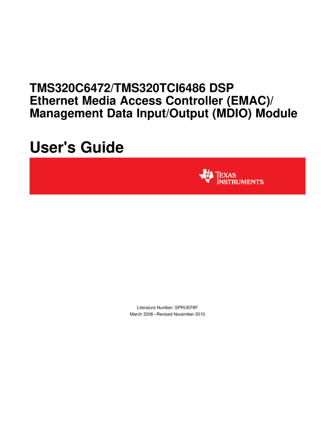 Texas Instruments TMS320TCI6486 manual Users Guide 