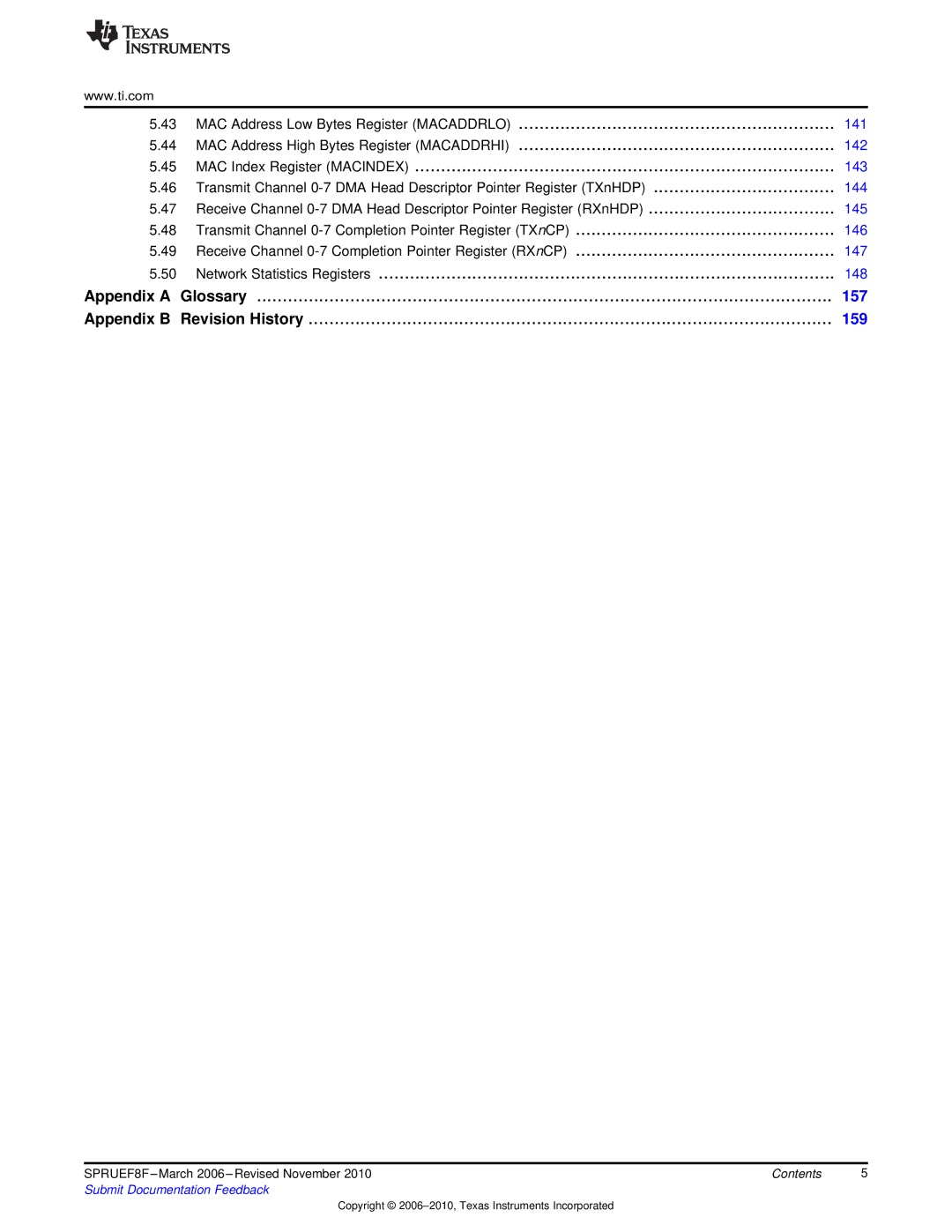 Texas Instruments TMS320TCI6486 manual Appendix a, Appendix B 