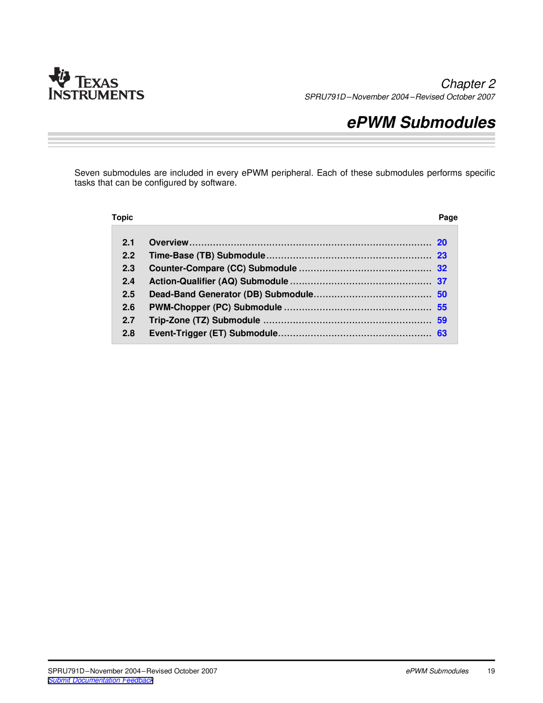 Texas Instruments 28xxx, TMS320x28xx manual EPWM Submodules 