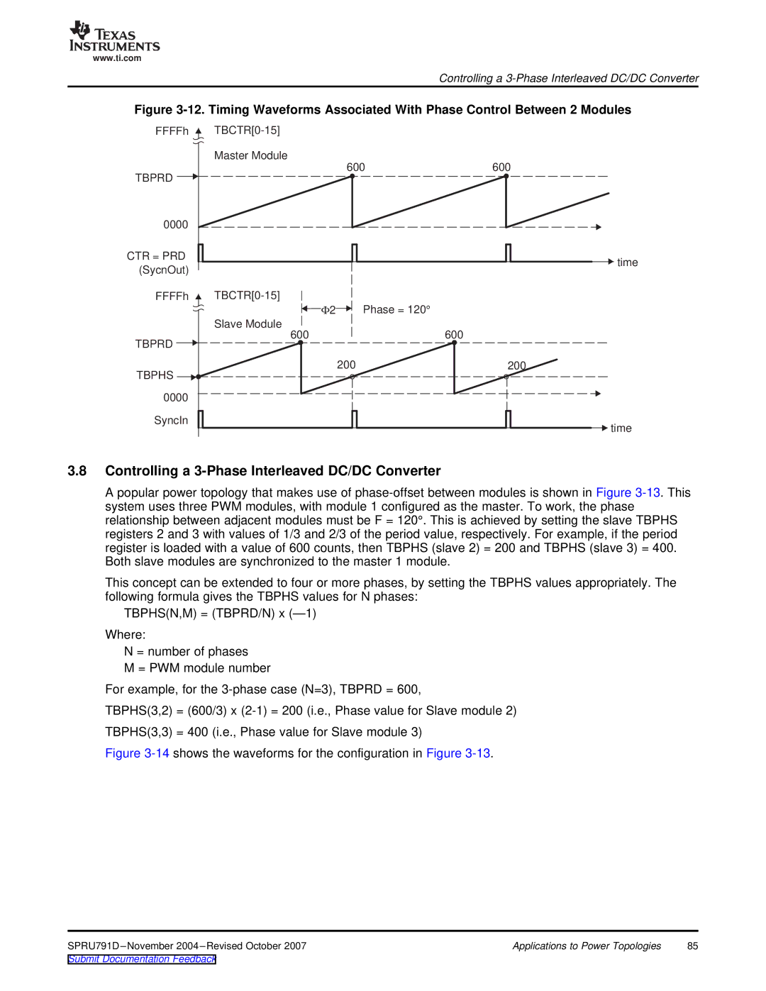 Texas Instruments 28xxx, TMS320x28xx manual Controlling a 3-Phase Interleaved DC/DC Converter 