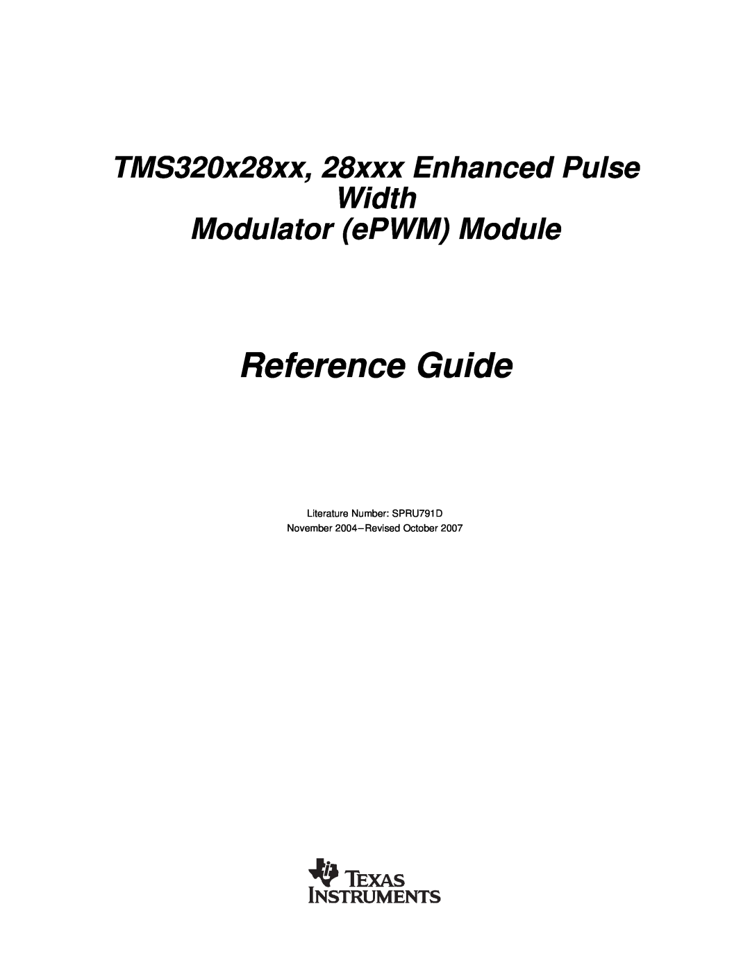 Texas Instruments manual Reference Guide, TMS320x28xx, 28xxx Enhanced Pulse Width Modulator ePWM Module 