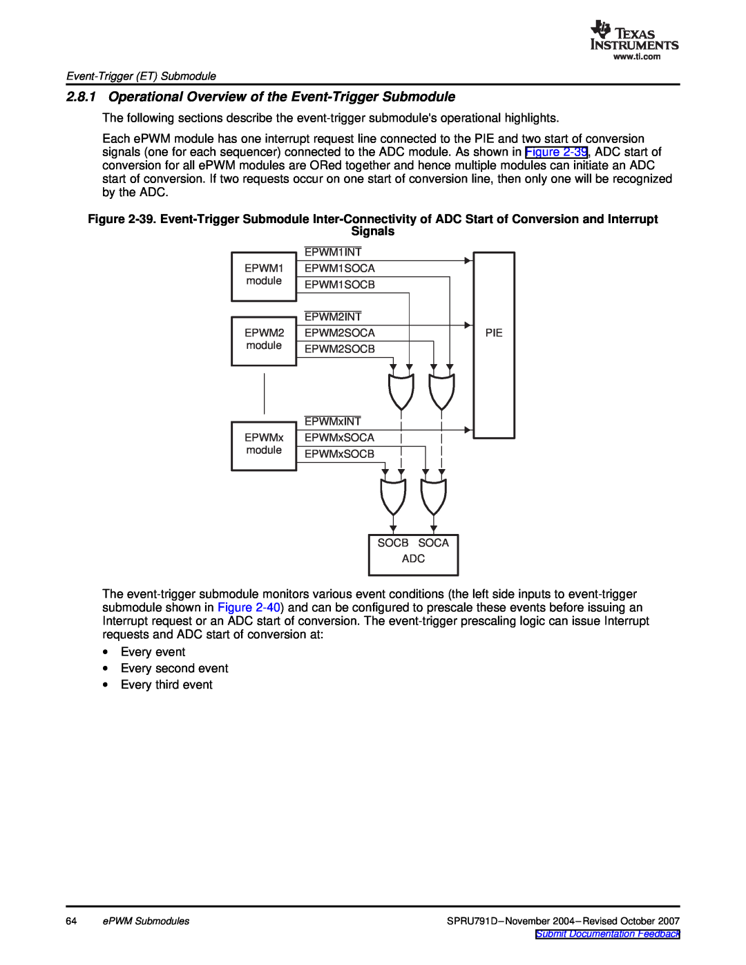 Texas Instruments TMS320x28xx, 28xxx manual Operational Overview of the Event-Trigger Submodule, Signals 