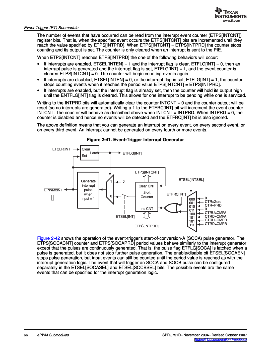 Texas Instruments TMS320x28xx, 28xxx manual 41. Event-Trigger Interrupt Generator, input = 