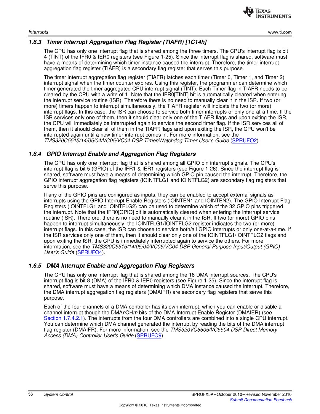 Texas Instruments TMS3320C5515 manual Timer Interrupt Aggregation Flag Register Tiafr 1C14h 