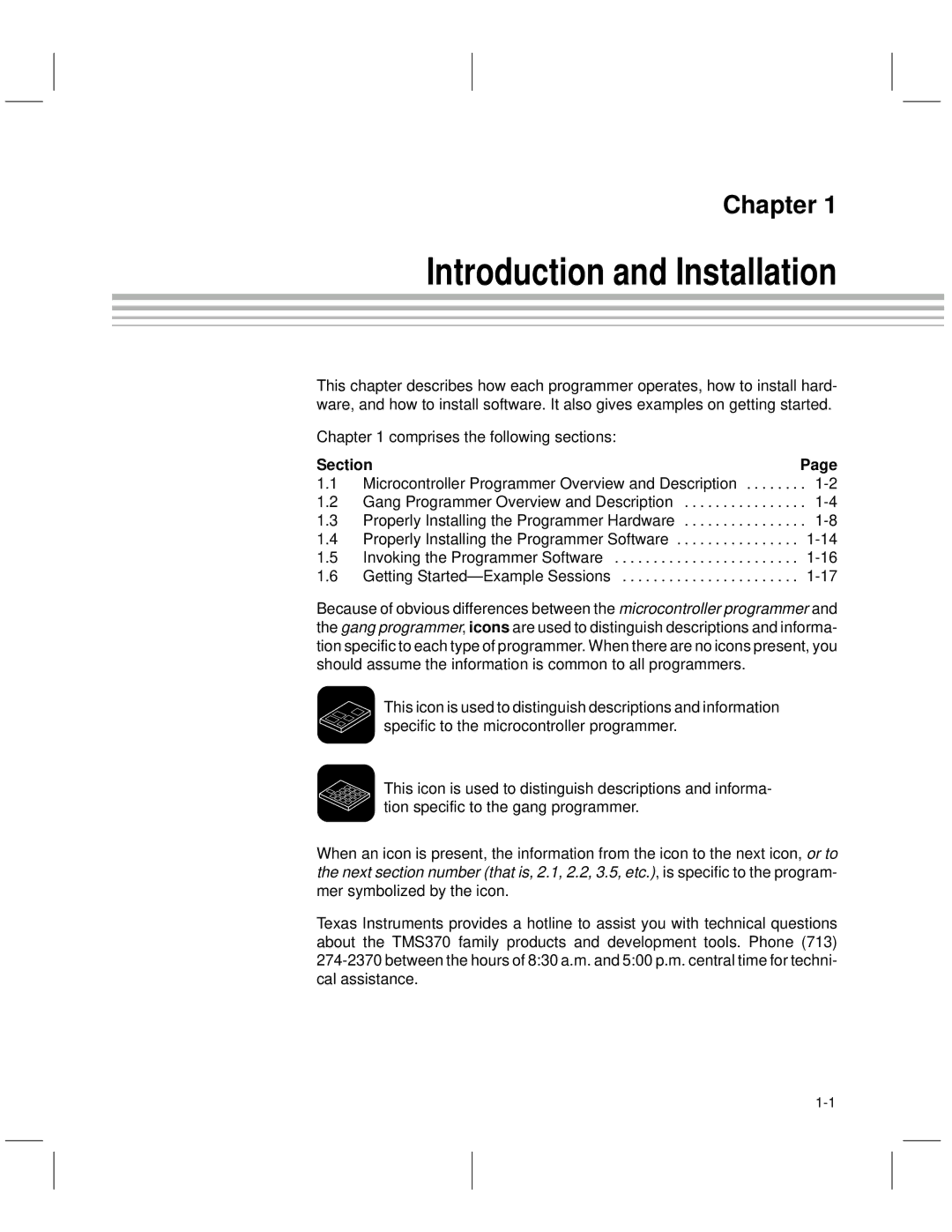 Texas Instruments TMS370 manual Introduction and Installation, Section 