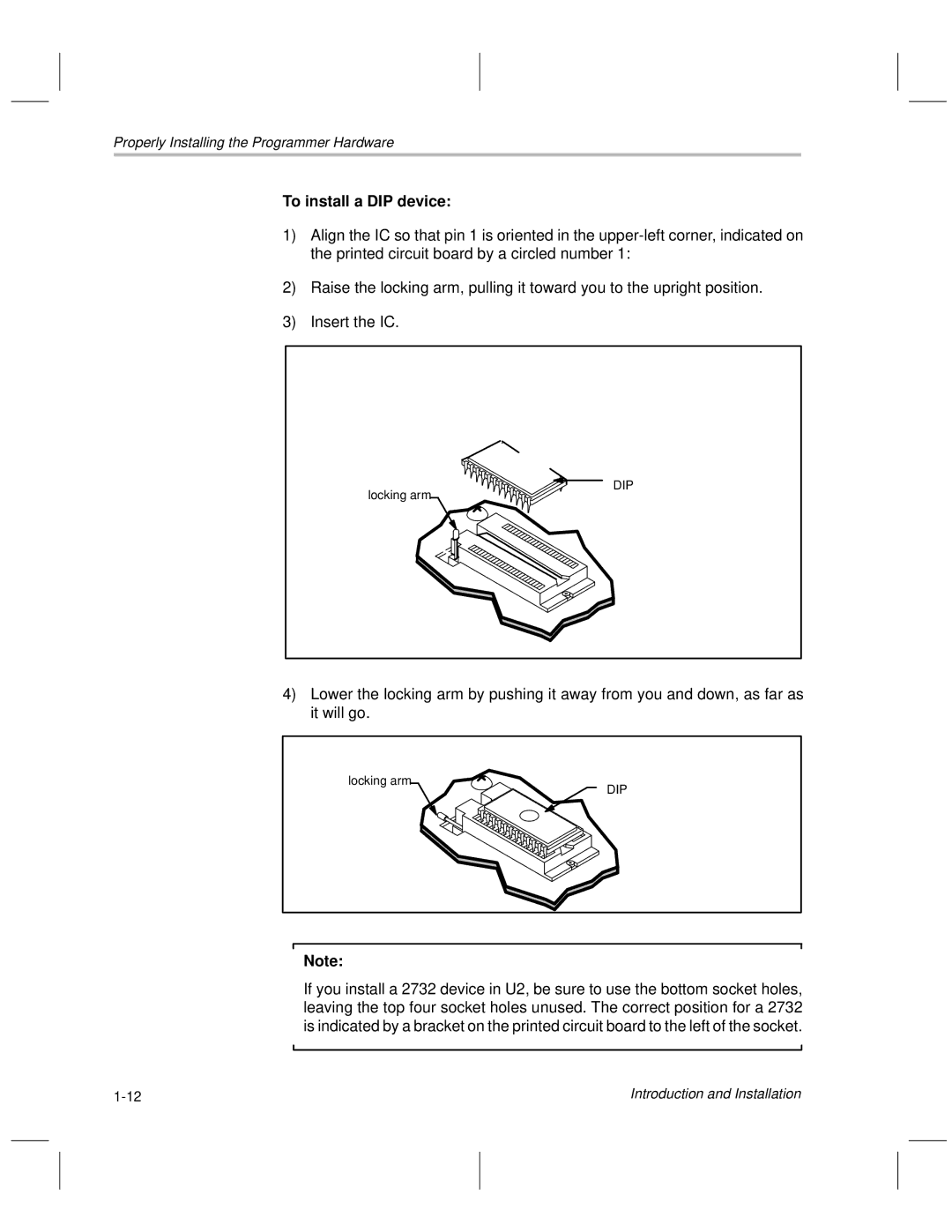 Texas Instruments TMS370 manual To install a DIP device 