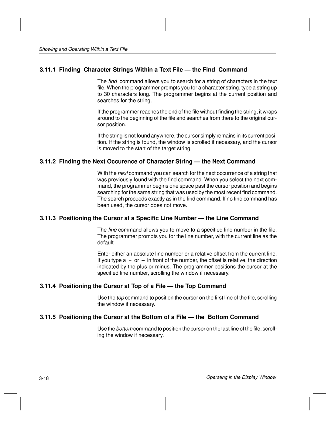 Texas Instruments TMS370 manual Positioning the Cursor at Top of a File Ð the Top Command 