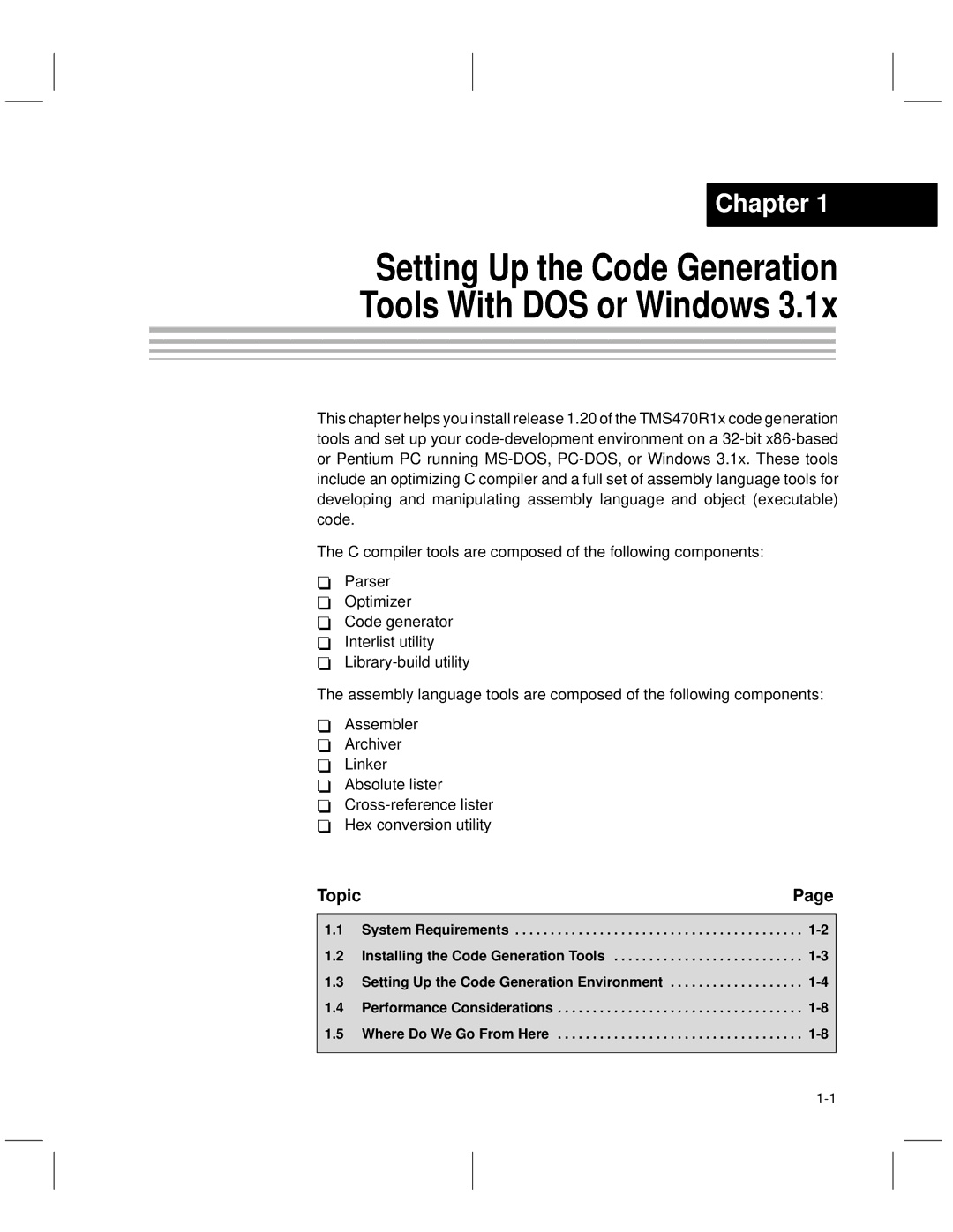 Texas Instruments TMS470R1x manual Setting Up the Code Generation Tools With DOS or Windows 