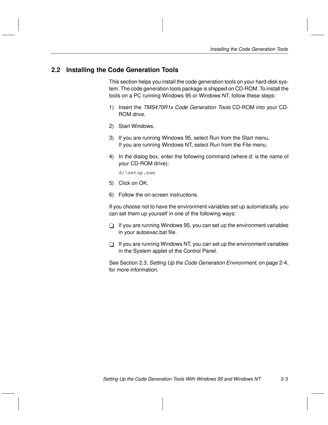 Texas Instruments TMS470R1x manual setup.exe 