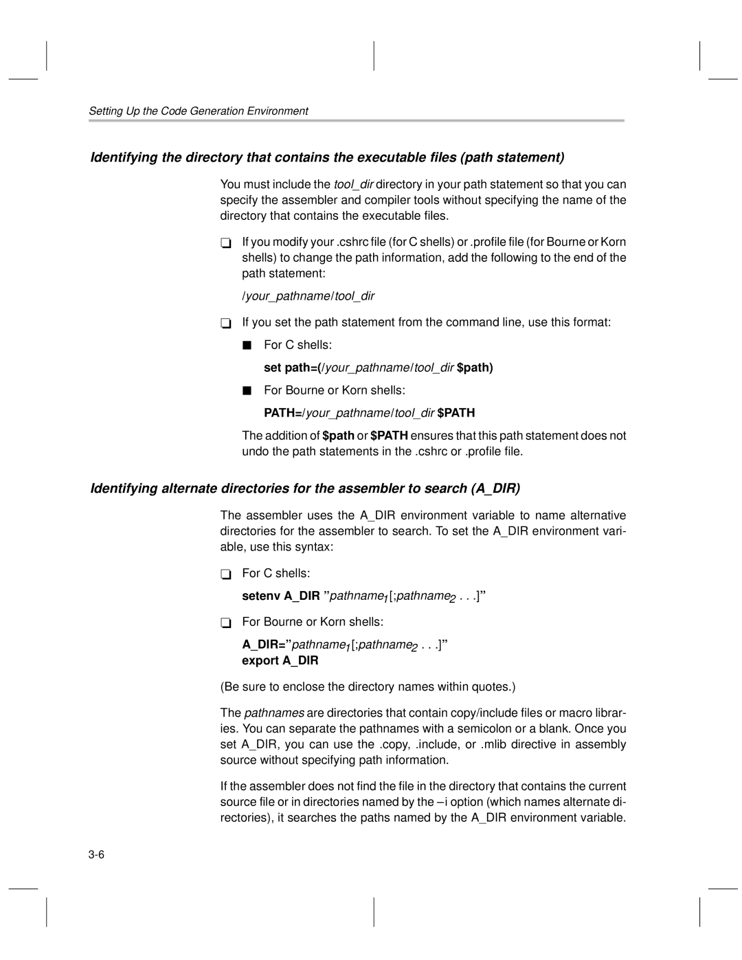 Texas Instruments TMS470R1x manual Yourpathname /tooldir, Set path=/yourpathname /tooldir $path 