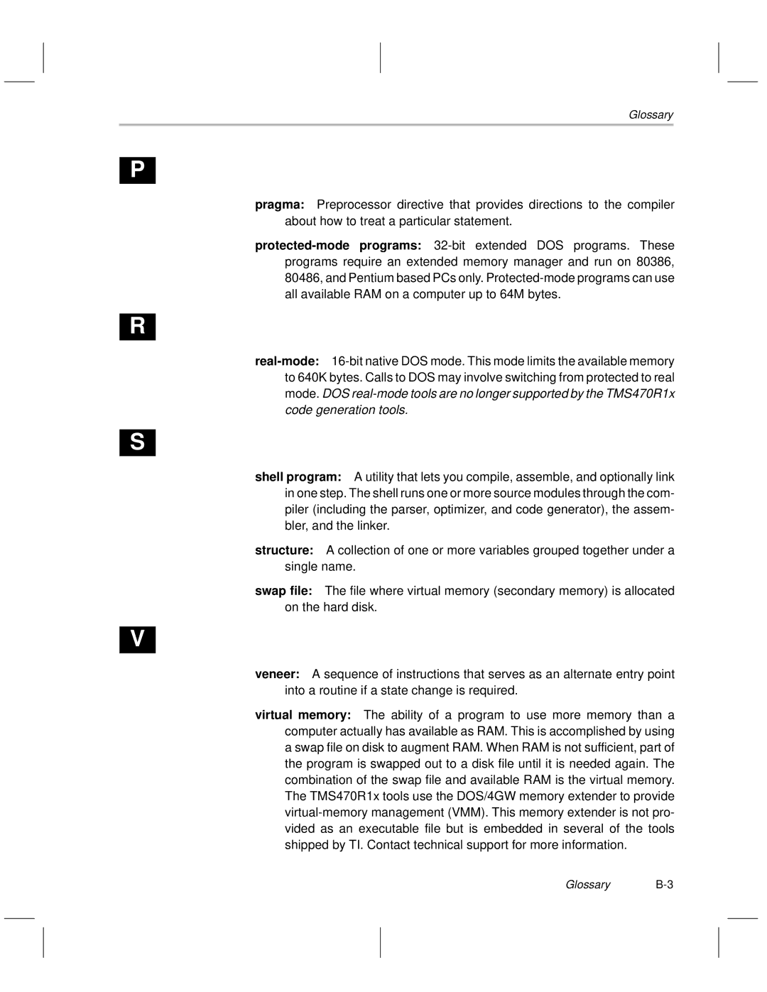 Texas Instruments TMS470R1x manual Glossary B-3 