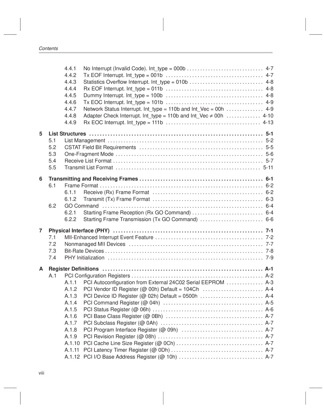 Texas Instruments TNETE100A, TNETE211, TNETE110A manual List Structures, Physical Interface PHY 