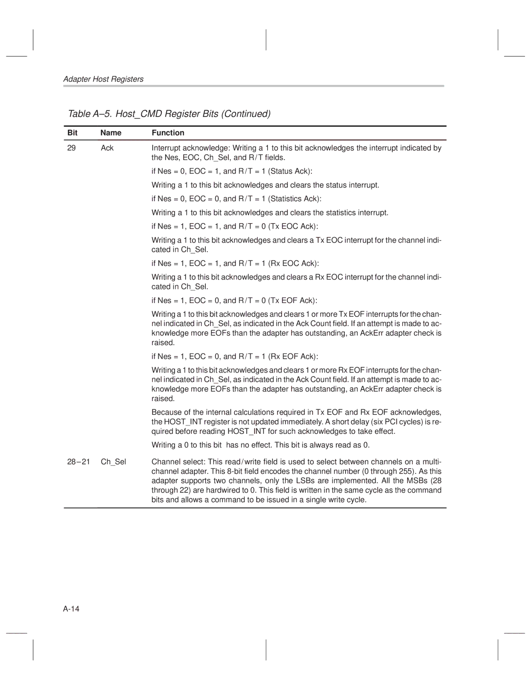 Texas Instruments TNETE110A, TNETE211, TNETE100A manual Cated in ChSel, If Nes = 1, EOC = 1, and R/T = 1 Rx EOC Ack, Raised 