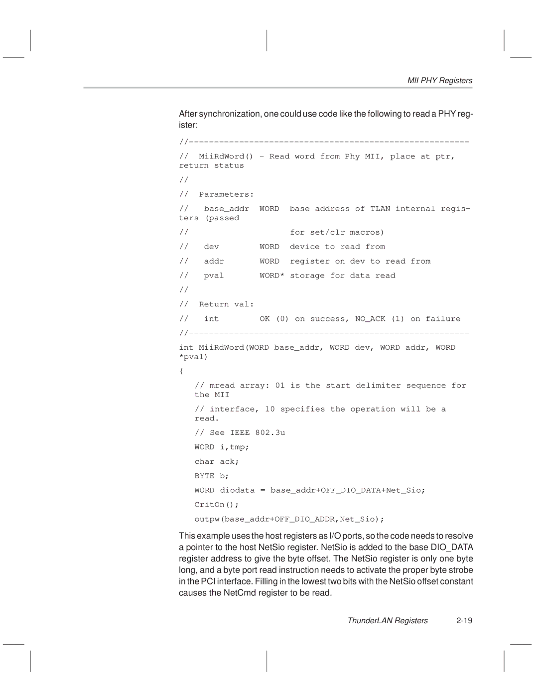 Texas Instruments TNETE211, TNETE110A, TNETE100A manual Device to read from 