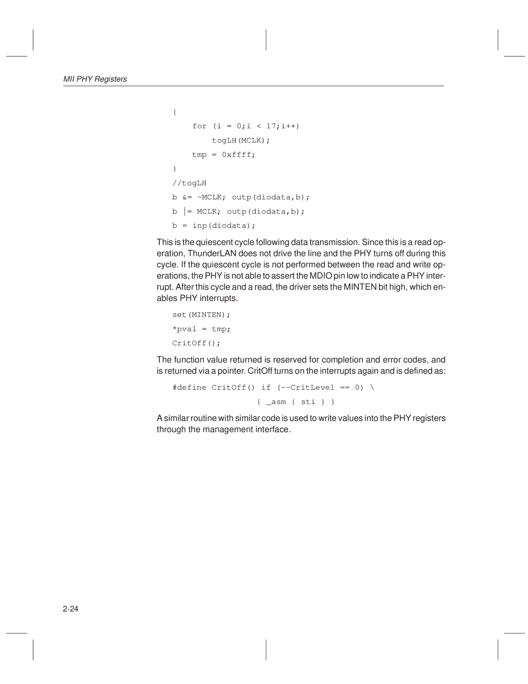 Texas Instruments TNETE100A, TNETE211, TNETE110A manual Tmp = 0xffff TogLH 