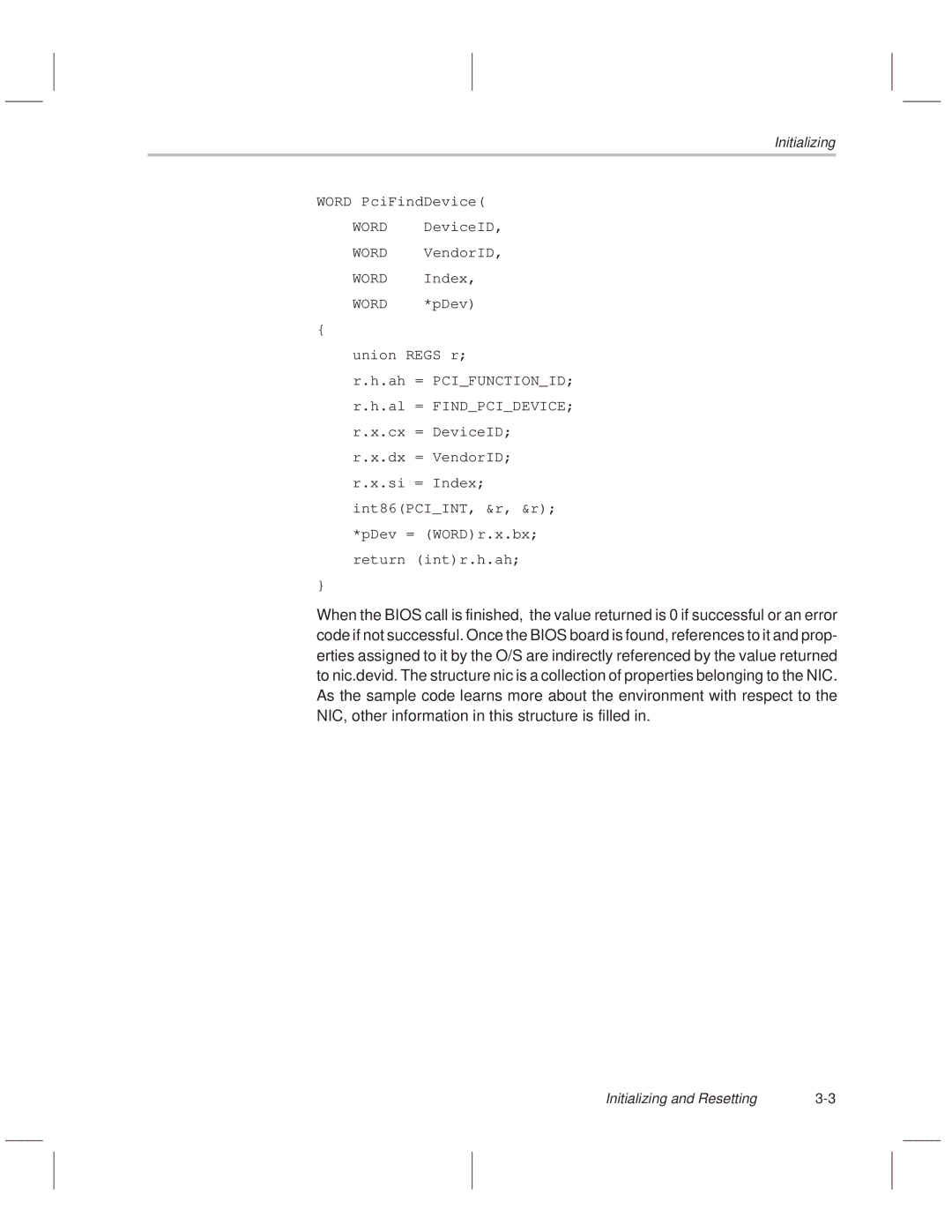 Texas Instruments TNETE211, TNETE110A, TNETE100A manual Word PciFindDevice 