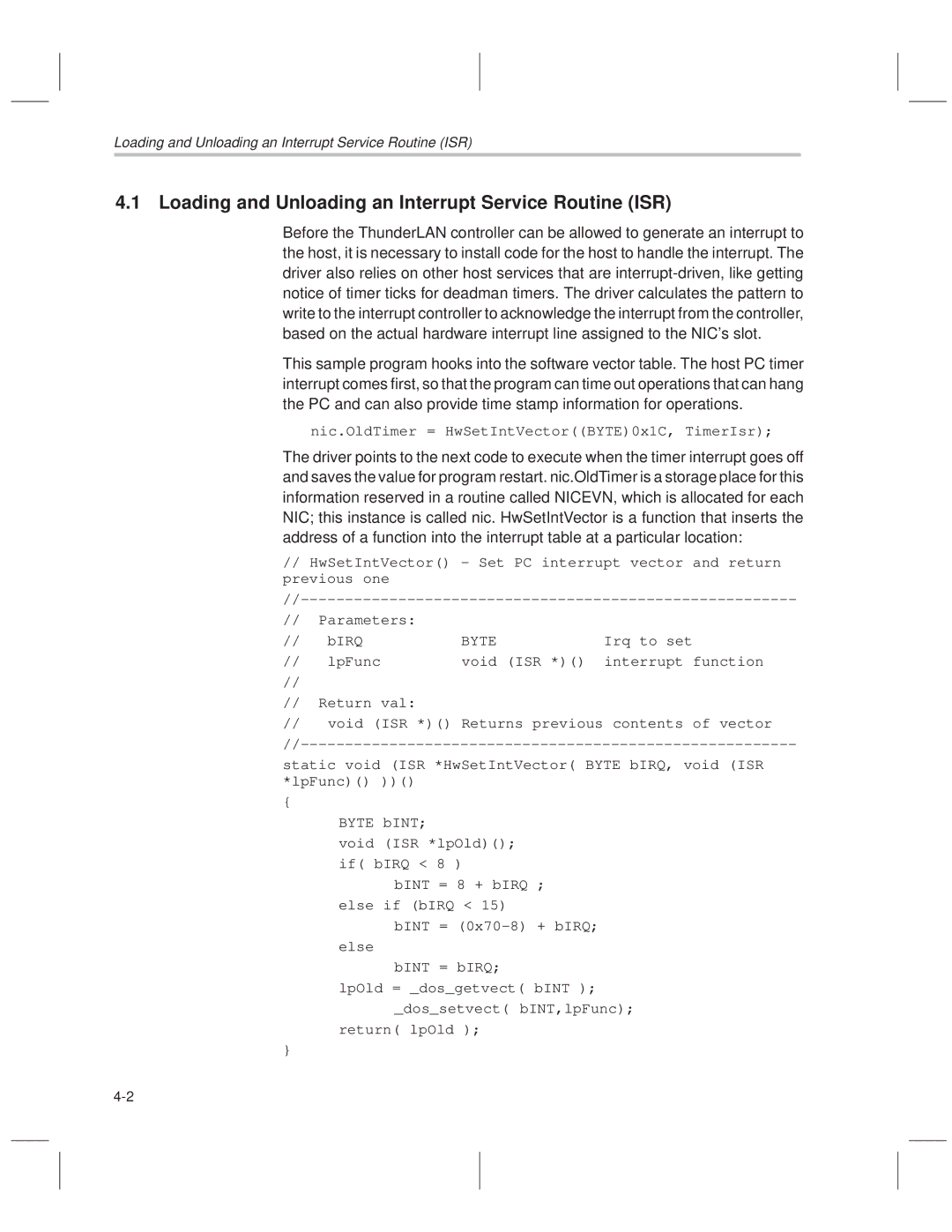 Texas Instruments TNETE211, TNETE110A, TNETE100A manual Loading and Unloading an Interrupt Service Routine ISR 