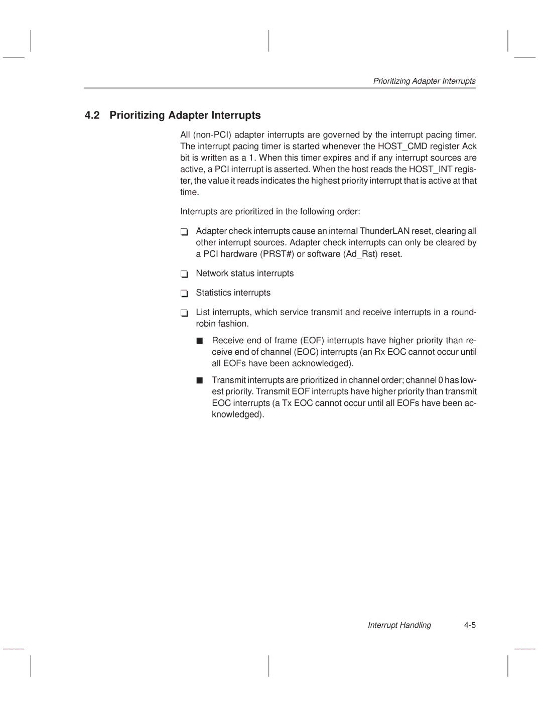 Texas Instruments TNETE211, TNETE110A, TNETE100A manual Prioritizing Adapter Interrupts 