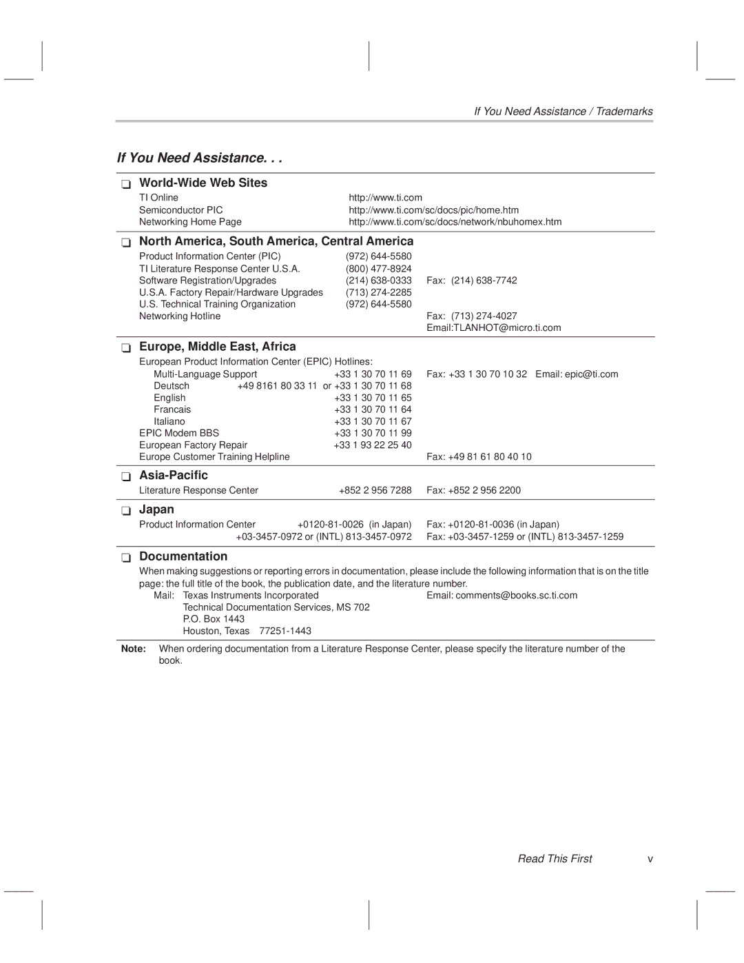 Texas Instruments TNETE100A, TNETE211, TNETE110A manual If You Need Assistance 