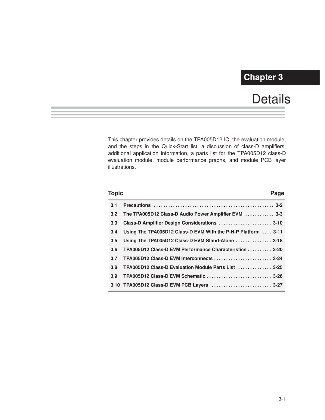 Texas Instruments TPA005D12 manual Details 