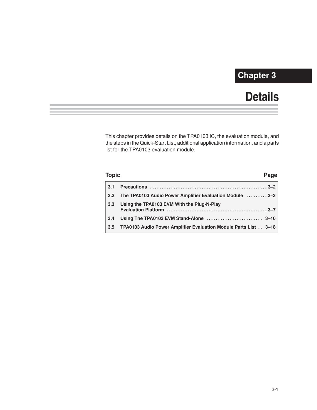 Texas Instruments TPA0103 manual Details 